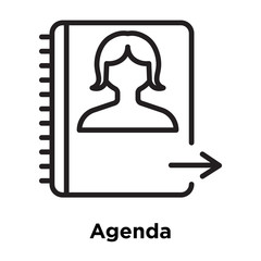 Agenda icon vector sign and symbol isolated on white background, Agenda logo concept , outline symbol, linear sign