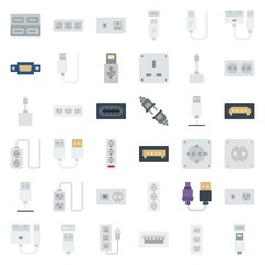 connector cable icons set