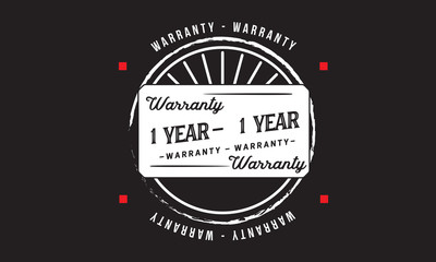 1 years warranty icon vintage rubber stamp guarantee