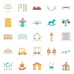amusement park icons set