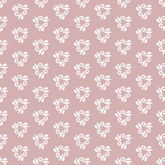 Floral vector ornament. Seamless abstract classic background with flowers. Pattern with repeating white floral elements. Ornament for fabric, wallpaper and packaging