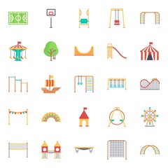 amusement park icons set