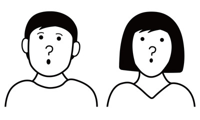 boy and girl with question mark expression