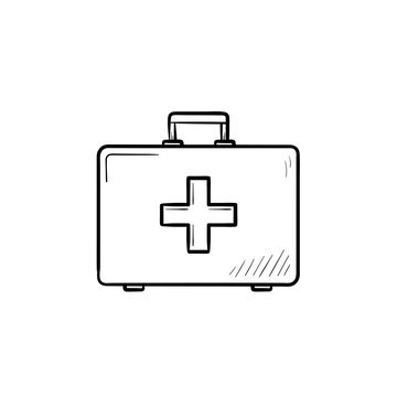 First aid kit hand drawn outline doodle icon