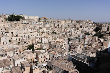 European Capital of Culture in 2019 year, panoramic view on ancient city of Matera, capital of Basilicata, Southern Italy in early morning