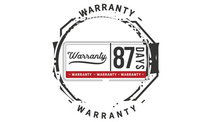 87 days warranty icon vintage rubber stamp guarantee