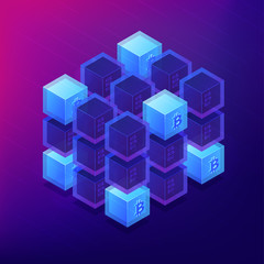 Isometric blockchain technology concept