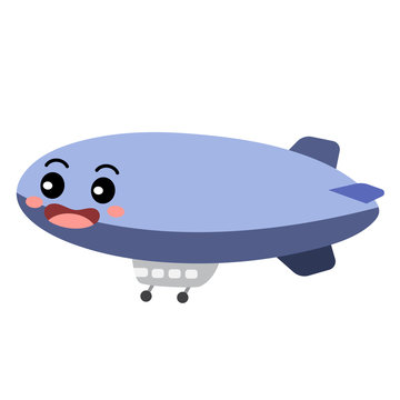 recommend clip art: Blimp transportation cartoon character perspective view isolated on white background vector illustration.