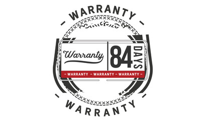 84 days warranty icon vintage rubber stamp guarantee