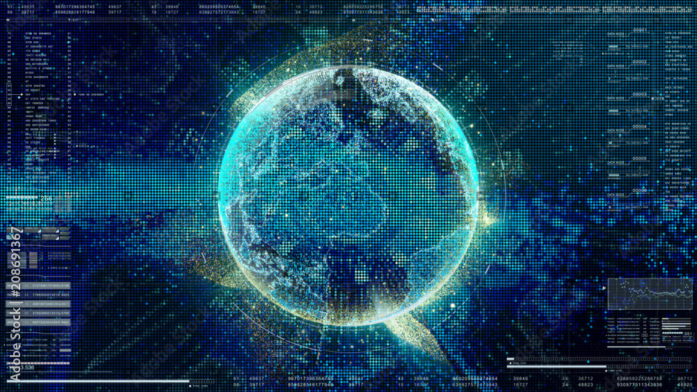 Aufkleber Futuristic motion element user interface information technology virtual head up display for background computer desktop screen display