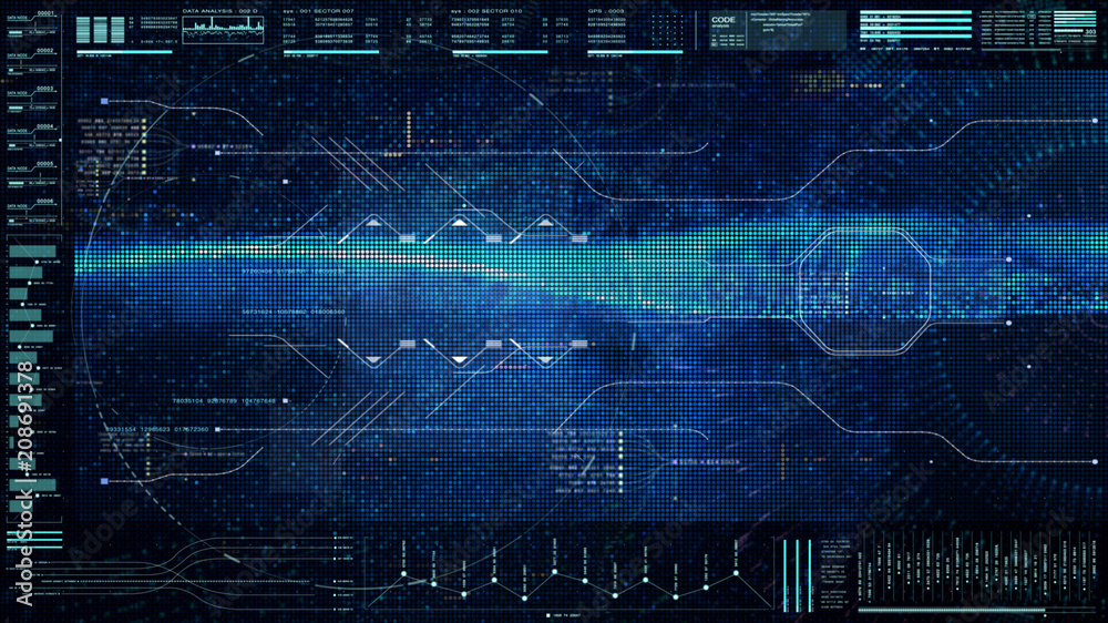 Aufkleber Futuristic motion element user interface information technology virtual head up display for background computer desktop screen display