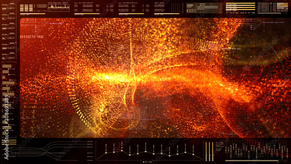 Poster Futuristic motion element user interface information technology virtual head up display for background computer desktop screen display