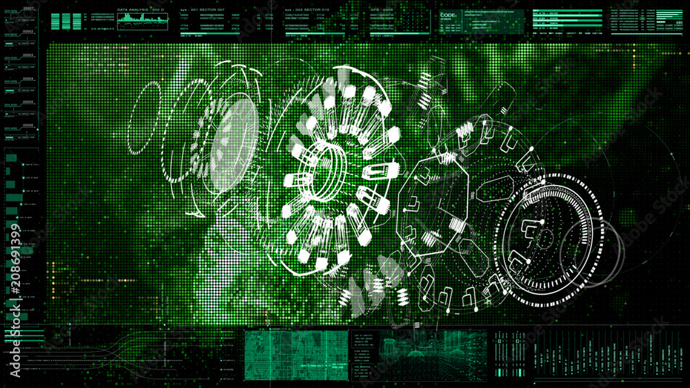 Poster Futuristic motion element user interface information technology virtual head up display for background computer desktop screen display