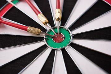 Darts arrows on the target