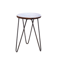 Wooden round chair with three legs isolated
