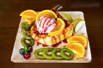 Ice cream fruit toast background