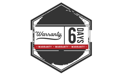 6 days warranty icon vintage rubber stamp guarantee