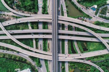 The curve of suspension bridge, Thailand.