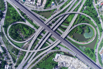 The curve of suspension bridge, Thailand.