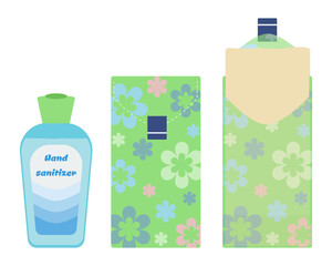 Hand sanitiser and paper tissues vector illustration. - 208693913