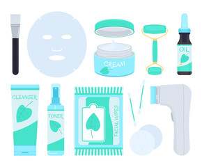 Facial skin care products. Vector illustration. - 208693930