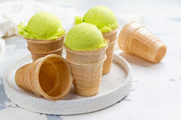 Green avocado ice cream
