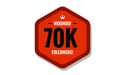Woohoo 70K Followers Sticker for Social Media Page or Profile Post