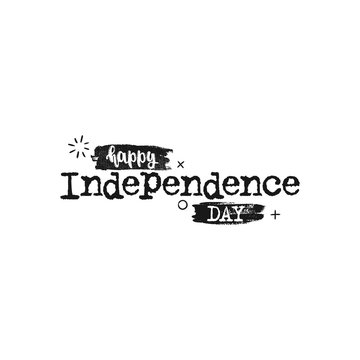Vector hand drawn illustration. Phrases Happy Independence dayl, lettering,4th June. Idea for poster, postcard.