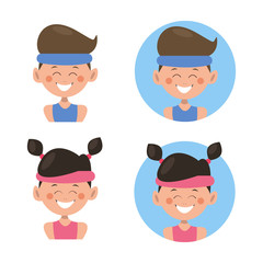 Avatar set.Boy and girl.Character design.Vector illustration for web.