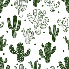 Cute cactus. Seamless pattern.
