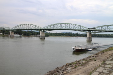 Fototapeta na wymiar Maria Valeria bridge between Slovakia and Hungary in Esztergom/Štúrovo, Hungary