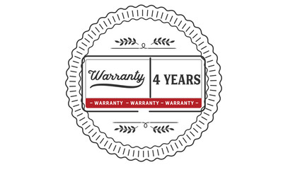 Fototapeta premium 4 years warranty icon vintage rubber stamp guarantee