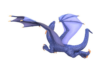 3D Rendering Fantasy Dragon on White