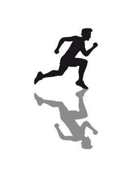 spiegelung spiegelbild schatten sport rennen sprinten schnell ausdauer training joggen laufen mann walken wettrennen fitness cool