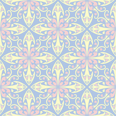 Fototapeta premium Pale blue seamless background. Floral pattern