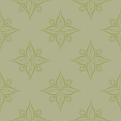 Olive green floral seamless pattern