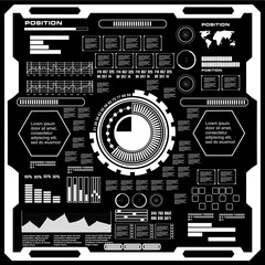 Futuristic black and white virtual graphic touch user interface
