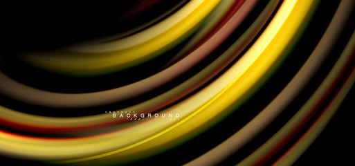 Multicolored wave lines on black background design