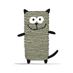 Cute knitting cat, sketch for your design