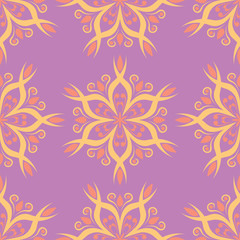 Floral seamless pattern. Bright violet background with colored design