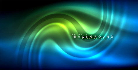 Neon glowing wave, magic energy and light motion background