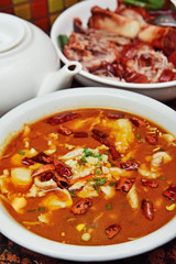 China Sichuan traditional cuisine - Boiled  fish in chili soup