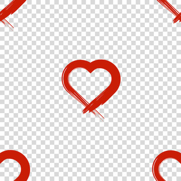 Image of the heart inflicted with a brush. Seamless pattern. Vector on a transparent background. PNG