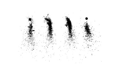 Ink Splatter Black Paint Brush Splashes Set 