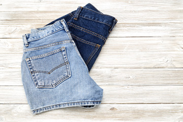 two vintage woman Jeans denim shorts