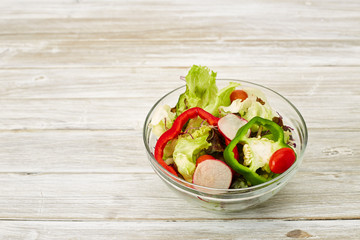 salad fresh vegetable with a glass