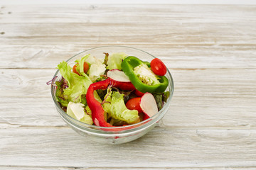 salad fresh vegetable with a glass