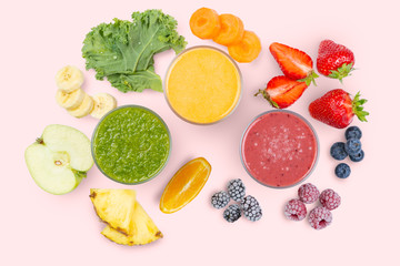 Creative layout of fresh smoothies