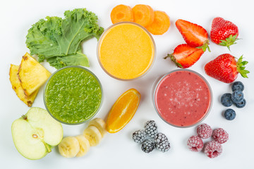 Creative layout of fresh smoothies