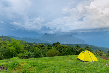 Doi Luang Chiang Dao looking from Doi Mae Ta man ,Chiang Mai ,Thailand